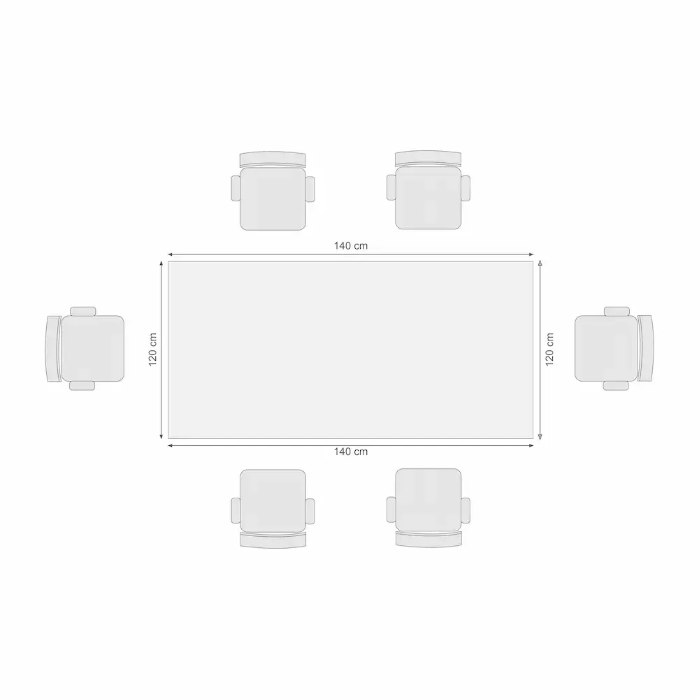 Dimensiones mesa de juntas 6 puestos