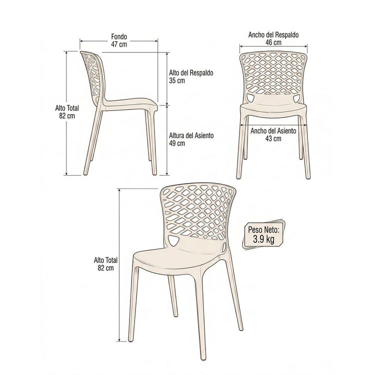 Pack 4 Sillas Plásticas Atlas 2