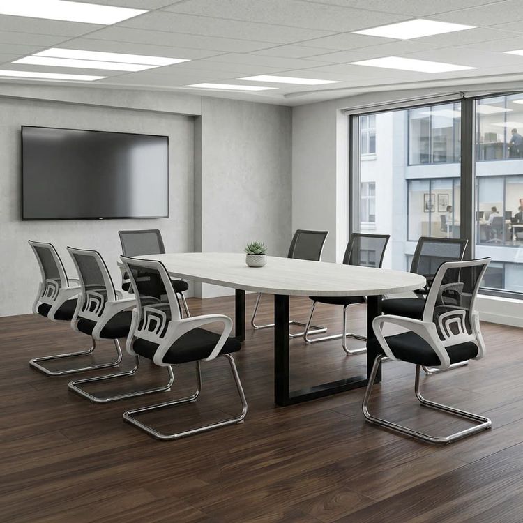 Set Mesa de Juntas Ovalada 8 Puestos + 8 Sillas Fija Atlanta