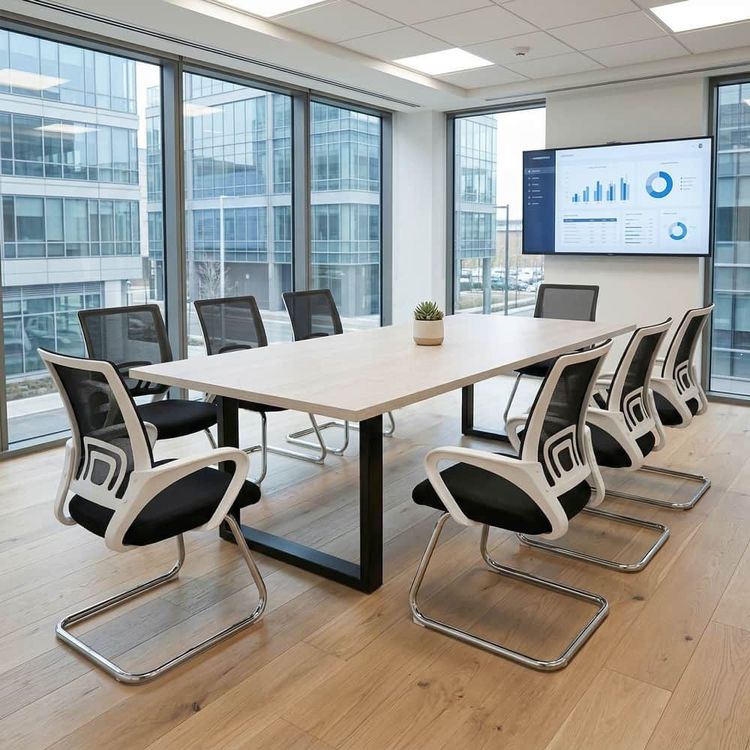 Set Mesa de Juntas Tipo C 8 Puestos + 8 Sillas Interlocutoras Atlanta