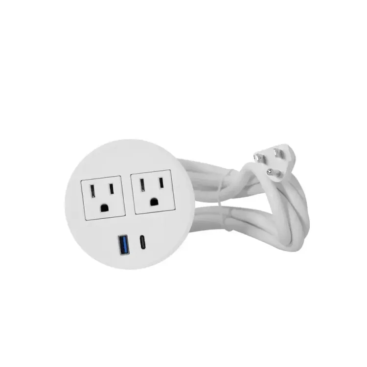 Enchufe Para Mesa Con Doble Puerto Usb Blanco