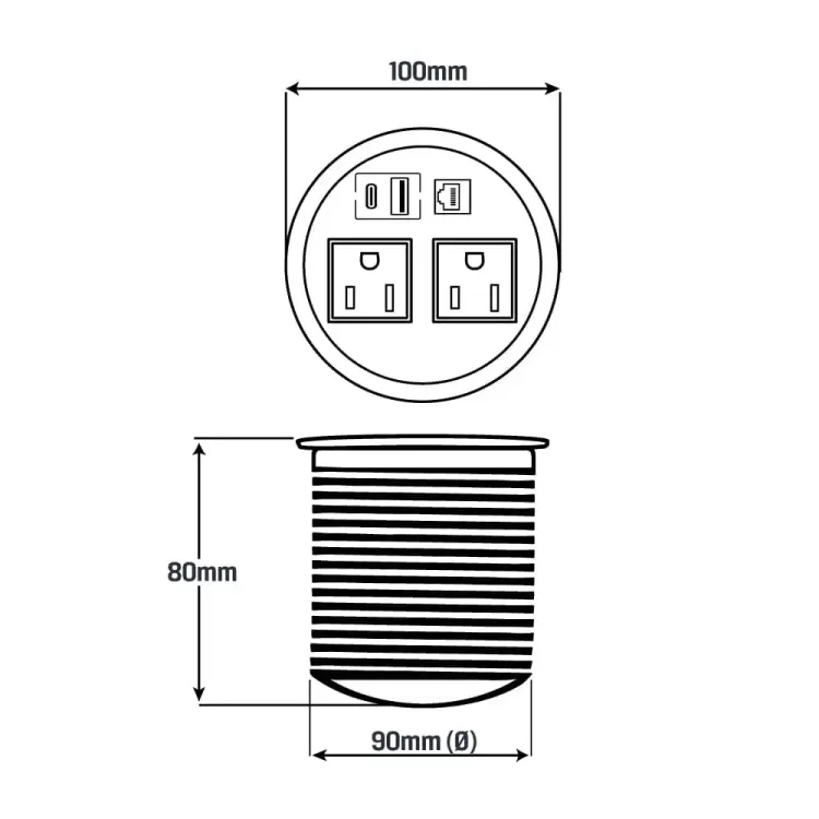 Enchufe Para Mesa USB-Datos 2