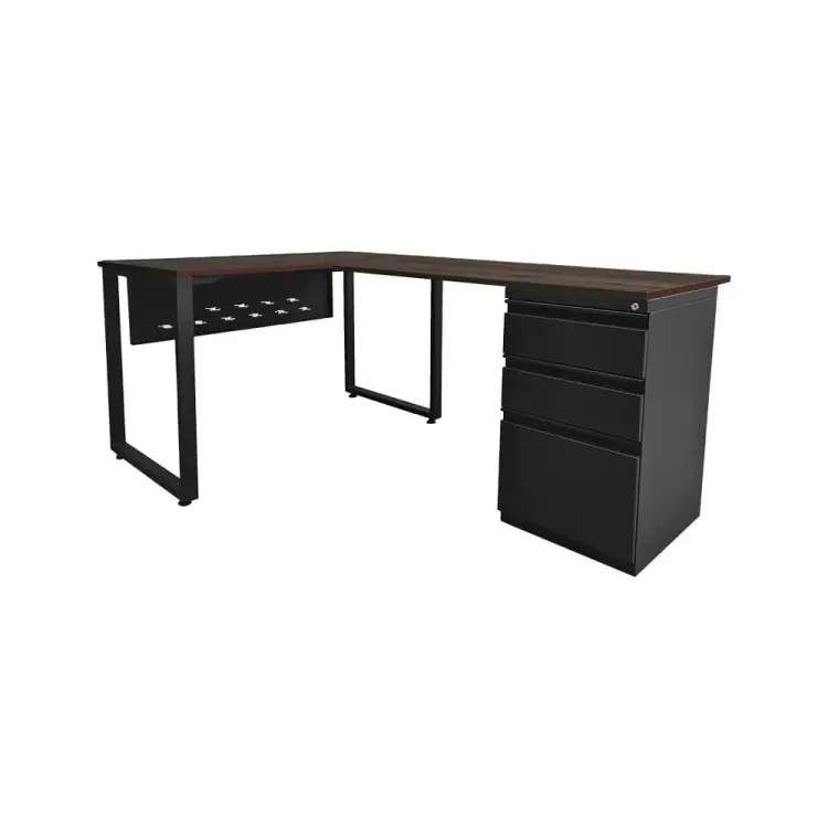 Escritorio Gerencial en L Tipo C con Faldón Negro