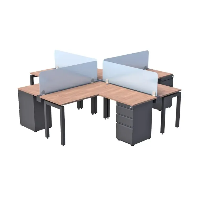 Isla de Trabajo 4 Puestos en L Maka Negro