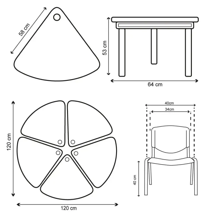 Juego De Mesa con Silla Infantil Sin Portalibros 4