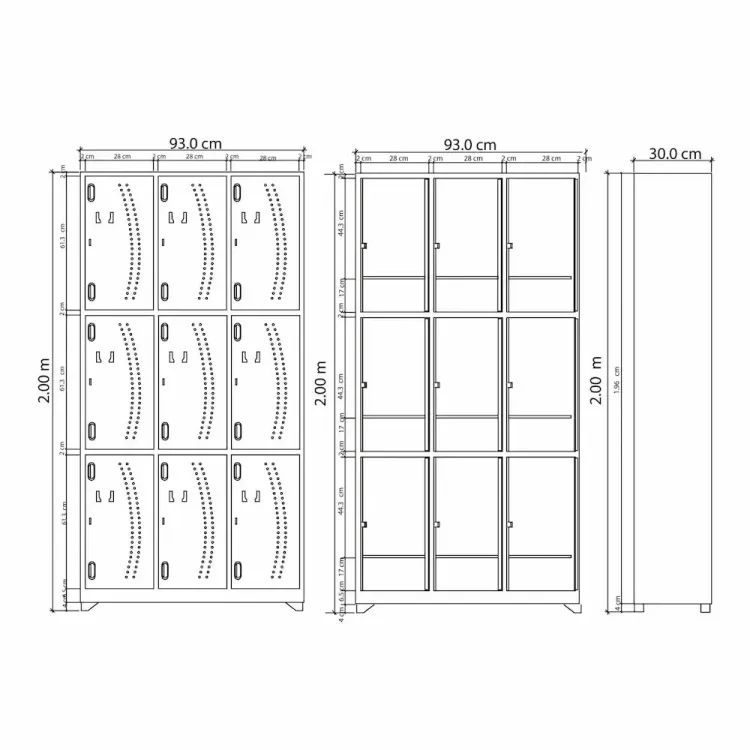 Locker Metálico 9 Puestos 200 cm 3