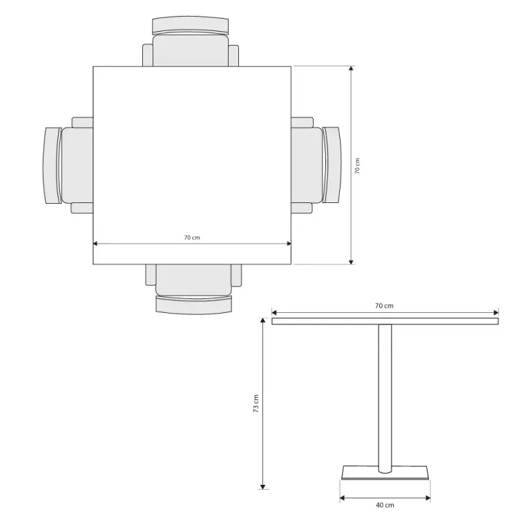 Mesa Kappa Cuadrada Base En Acero 1