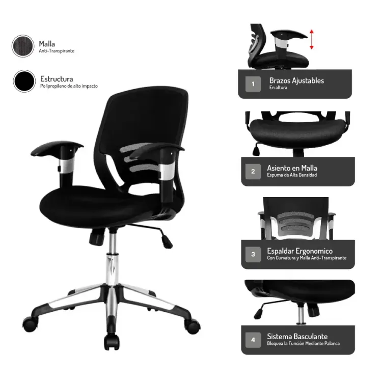 Silla de Escritorio Congo Brazo Ajustable 4