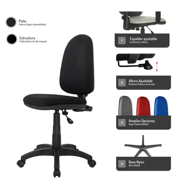 Silla de Escritorio Lisa Alta 4