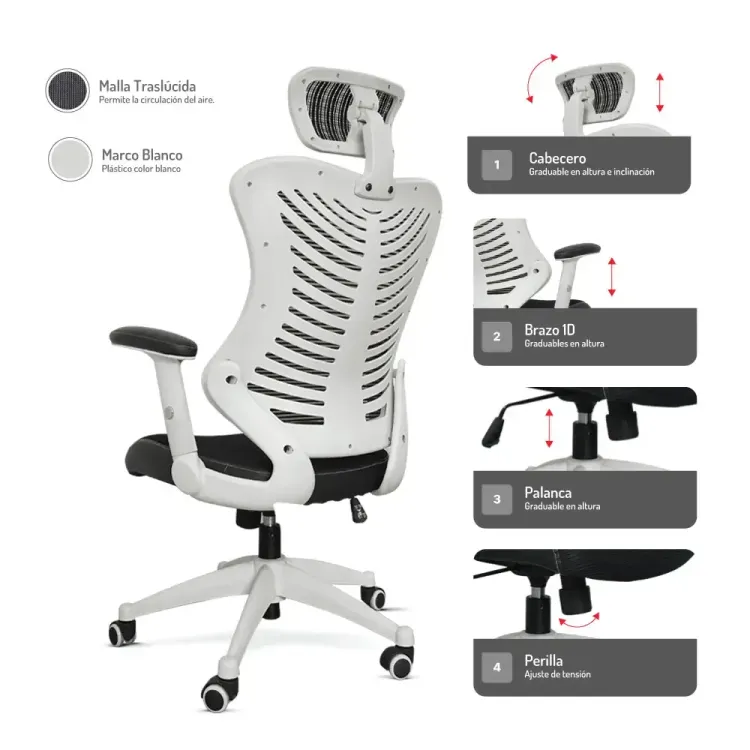 Silla de Escritorio Rumania Marco Blanco 4