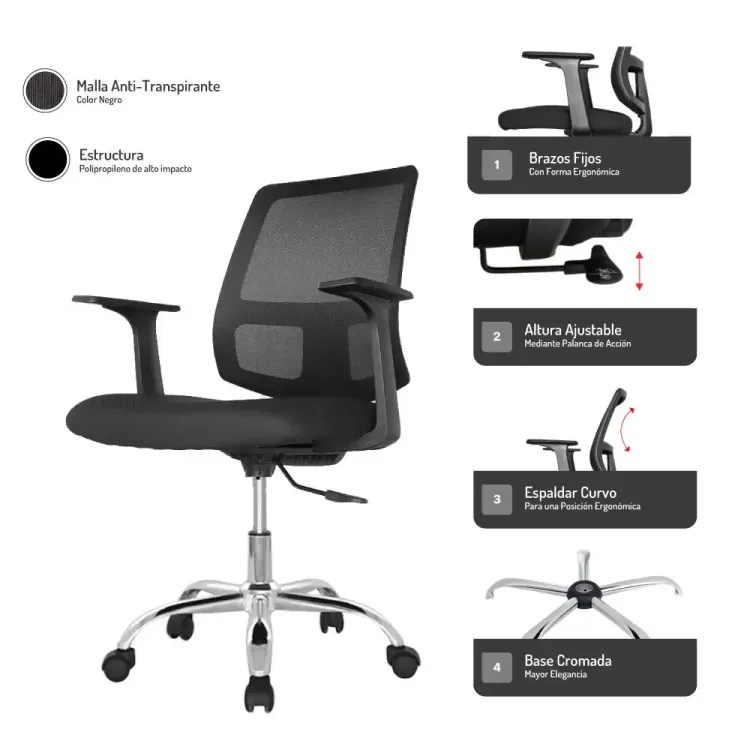 Silla de Escritorio Rusia Cromo 4