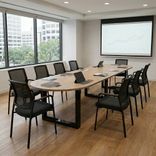 Set Mesa de Juntas Ovalada 10 Puestos + 10 Sillas Interlocutoras Mia