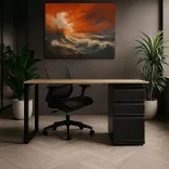 Escritorio Moderno Tipo C Negro 2