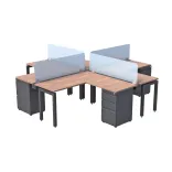 Isla de Trabajo 4 Puestos en L Maka Negro