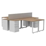 Isla de Trabajo en L 4 Puestos Blanco 1