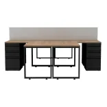 Isla de Trabajo en L 4 Puestos Negro