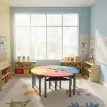 Mesa Infantil Kinder Triangular con Portalibro 1