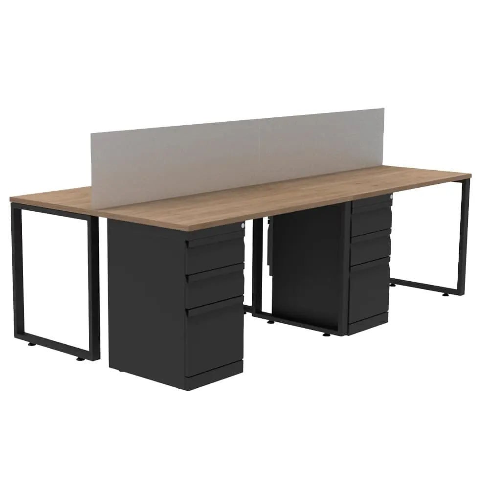 Escritorio Tipo C 4 Puestos Negro - Negro - Duna 2