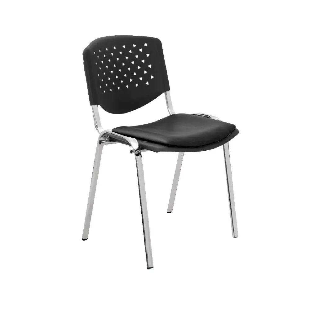 Silla Fija Risma Cromo Tapizada - Negro 3