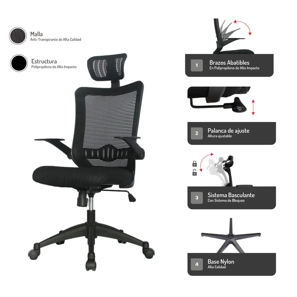 Silla de Escritorio Suecia con Cabecero 4