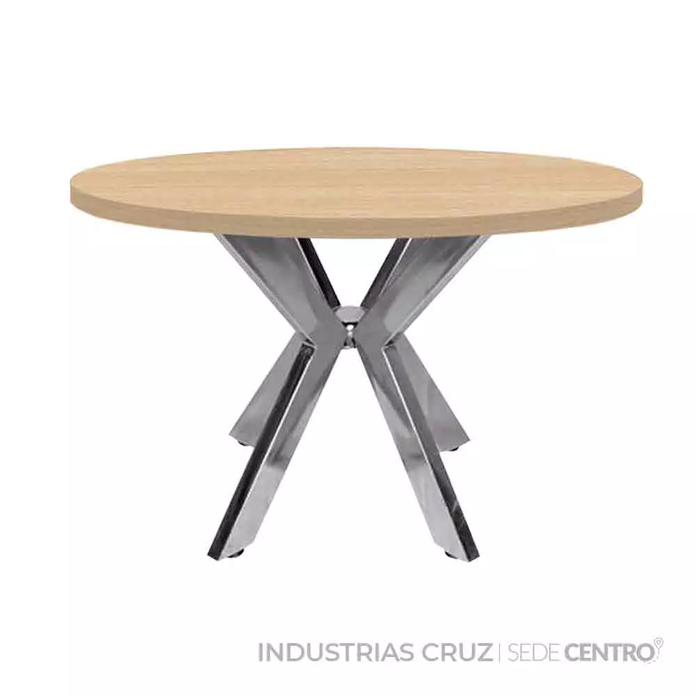 Mesa De Juntas Redonda Cromada - 100 cm 1