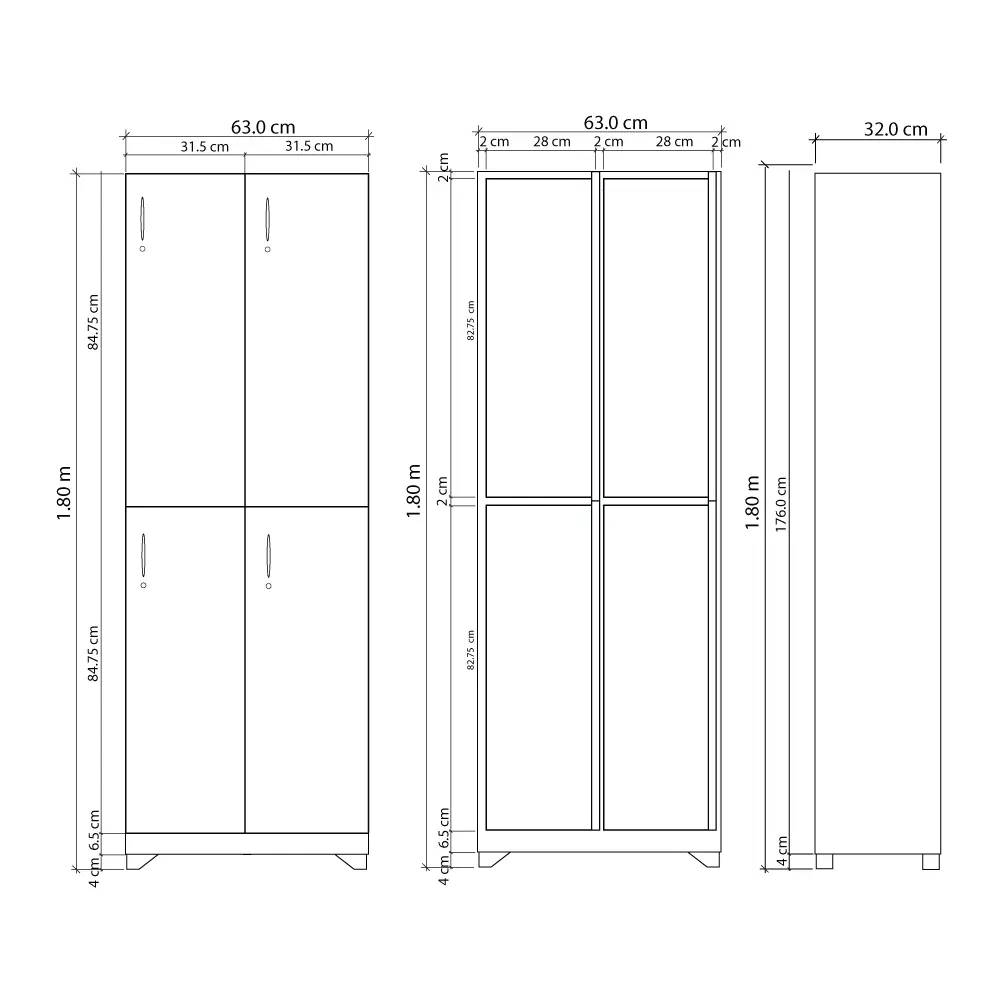 dimensiones Locker en Madera 4 Puestos